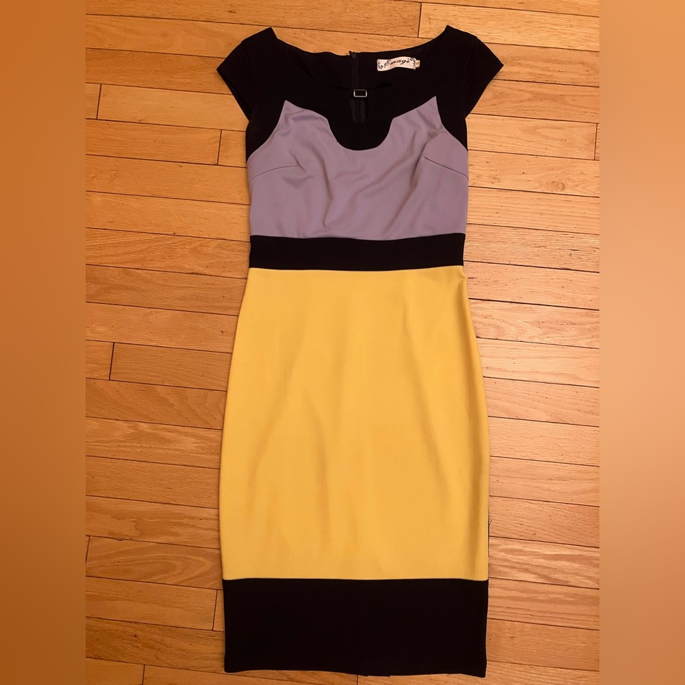 Lavender and Yellow Sheath Mini Dress for Cocktail Nights